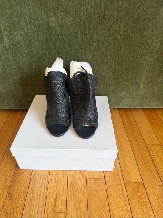 Balenciaga Shoes - Balenciaga crackle lamb skin peek toe wedge - Women's